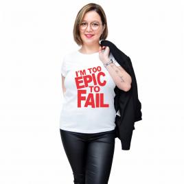 Tricou Alb, Femei,Epic to fail ,L