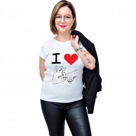 Tricou Alb, Femei,I love ,XL