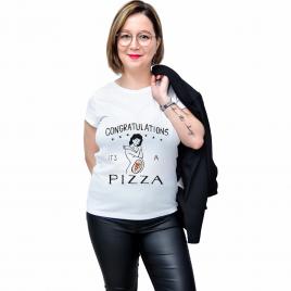 Tricou Alb, Femei,Pizza,XL