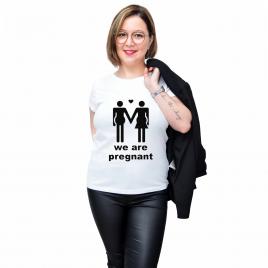 Tricou Alb, Femei,We are pregnant ,XL