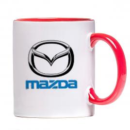Cana personalizata ,Mazda,ceramica alba cu maner si interior rosu, 330 ml