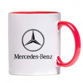 Cana personalizata ,Mercedes,ceramica alba cu maner si interior rosu, 330 ml