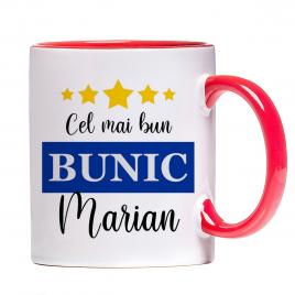 Cana personalizata Cel mai bun Bunic ,ceramica alba cu interior si maner colorat, 330 ml