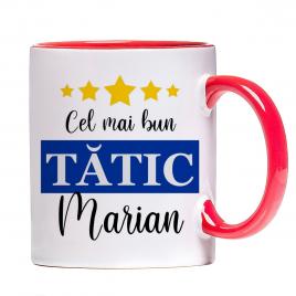 Cana personalizata Cel mai bun Tatic ,ceramica alba cu interior si maner colorat, 330 ml