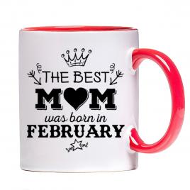 Cana personalizata The best mom,ceramica alba cu interior si maner colorat, 330 ml