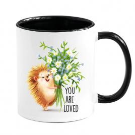 Cana personalizata You are loved,ceramica alba cu interior colorat, 330 ml