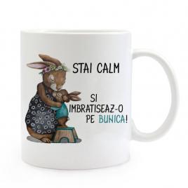 Cana personalizata bunica,ceramica alba , 330 ml