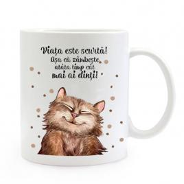 Cana personalizata viata este scurta,ceramica alba , 330 ml