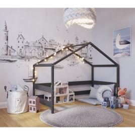 Casuta de joaca din lemn certificat fsc, in stil scandinav yappyhytte house, yappykids, 169x89x135 cm, antracit