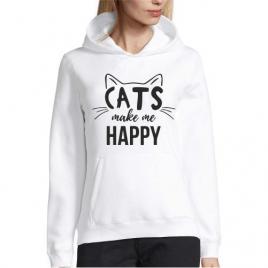 Hanorac Femei , ”Kat s Happy ” , L , Alb