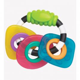 Jucarie de dentitie multifunctionala, textured teething rattle, playgro, multicolor