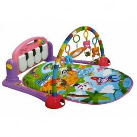 Lean toys - salteluta de activitate cu pian, cu 4 jucarii, cu oglinda, multicolor