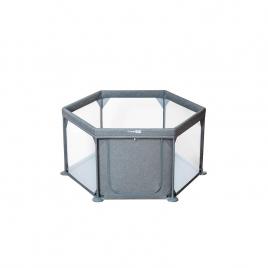 Tarc de joaca pentru bebe, hexagonal, cu 4 manere, intrare cu fermoar, cu geanta de transport, 117 x 67 x 67 cm, freeon, grey