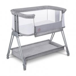 Lionelo - patut co-sleeper luna, 2 in 1, cu setare unghiulara, cu roti, reglabil in 6 pozitii pe inaltime, gri deschis