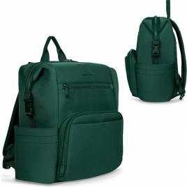 Lionelo - rucsac impermeabil pentru mamici cube, cu 12 compartimente si salteluta de schimbat, cu prindere universala de carucior, 36 x 36 x 23 cm, verde