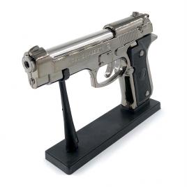 Bricheta anti-vant tip pistol, beretta, metalic, suport pentru vitrina, 15 cm