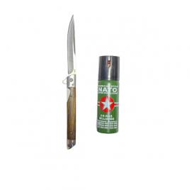 Cutit Slim Knife 22 cm , cu husa din piele, SI SPRAY NATO 60 ML