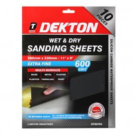 Set 10 foi abrazive extra fina pentru lemn/metal/plastic 280mm x 230mm Dekton, Granulatie 600, DT80784