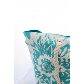 Geanta pentru plaja, turcoaz cu flori, 46 x 34.5 cm, Vivo