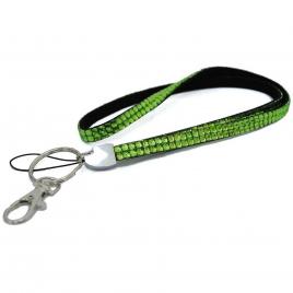 Snur ecuson,legitimatie sau chei, decorat cu pietricele, carabina metalica, 54 cm, verde, Vivo