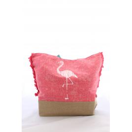 Geanta pentru plaja, cu flamingo, pink, 47 x 40 cm, BB1013