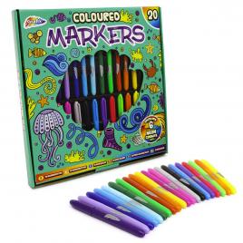 Set markere colorate, 20 bucati, cu 6 culori neon, Grafix, R04-0094
