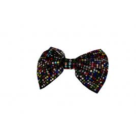 Clama de par cu fundita din satin negru si pietricele multicolor, Vivo