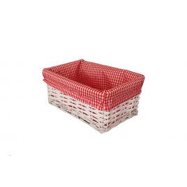 Cos depozitare cu husa, 29 X 19 X 12 cm, cos alb, husa patratele rosii, Vivo