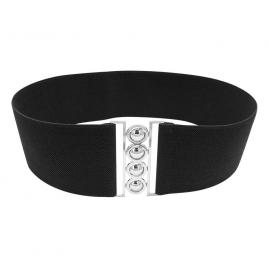 Curea dama, elastica, neagra cu catarama argintie, ZB0003