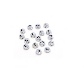 Margele acrlice cu litera J rotunde, 7 mm, Silver, 100 bucati, Vivo AK701