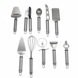 Set 10 ustensile bucatarie din otel inoxidabil, VIVO