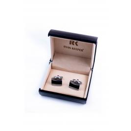 Set butoni camasa elegant, Negru-Argintiu, dreptunghi, Ryan Keeper, A1
