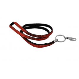 Snur ecuson,legitimatie sau chei, decorat cu pietricele, carabina metalica, 54 cm, orange, Vivo