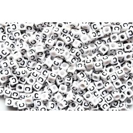 Margele acrlice cu litera C patrate, 6 x 6mm, White, 100 bucati, Vivo AK701