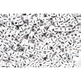 Margele acrlice cu litera I patrate, 6 x 6mm, White, 100 bucati, Vivo AK701