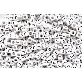 Margele acrlice cu litera J patrate, 6 x 6mm, White, 100 bucati, Vivo AK701