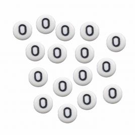 Margele acrlice cu litera O rotunde, 7 mm, White, 100 bucati, Vivo AK701