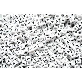 Margele acrlice cu litera Y patrate, 6 x 6mm, White, 100 bucati, Vivo AK701