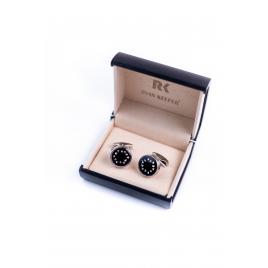 Set butoni camasa, cu cristale, Negru,rotund, Ryan Keeper, S7