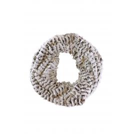 Fular circular de dama, blanita, alb/maro, GL456