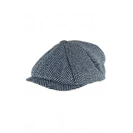 Sapca din stofa pentru barbati, model herringbone, alb/negru, GL606