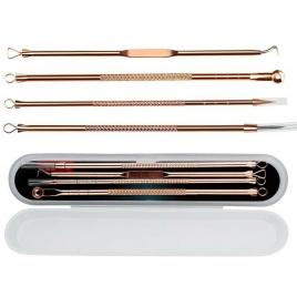 Set de 4 pensete profesionale pentru extractie puncte negre, Rosegold, 8301