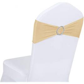Set de 20 fundite elastice pentru scaun, catarama argintie, 14 x 34 cm, Bej