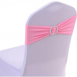 Set de 20 fundite elastice pentru scaun, catarama argintie, 14 x 34 cm, Roz