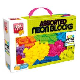 Set de constructie pentru copii, 1000 bucati, Block Tech, culori Neon, R65-1226