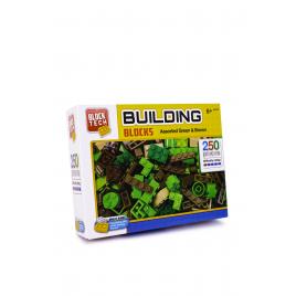 Set de constructie pentru copii, 250 bucati, asortate, Block Tech, Verde/Maro, R65-1038