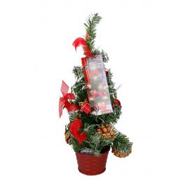 Brad de Craciun artificial decorat, 45 cm, 20 LED-uri, 78651-RED