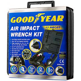 Kit de insurubat pentru roti auto, 17 piese, cu impact pneumatic, Goodyear
