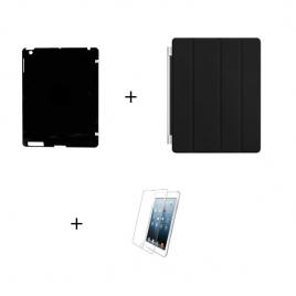 Set complet iPad 2, Carcasa de protectie Smart Case negru, pentru iPad 2 + 1 husa magnetica de culoare neagra si o folie de protectie iPad2