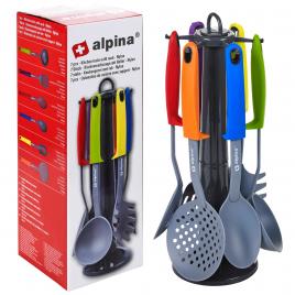Set 7 ustensile cu suport rotativ pentru bucatarie, Alpina 22709